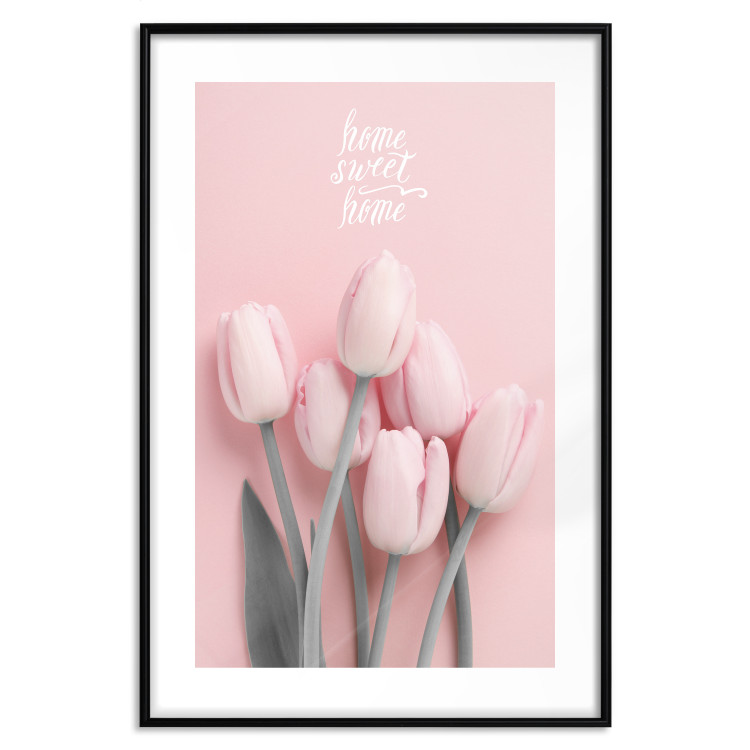 Poster Six Tulips - pink spring flowers and inscriptions on a pastel background 117901 additionalImage 15