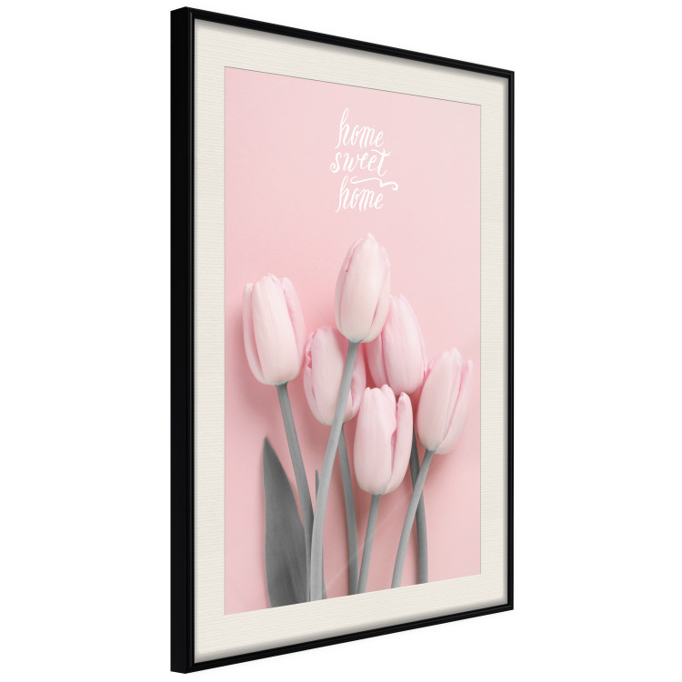Poster Six Tulips - pink spring flowers and inscriptions on a pastel background 117901 additionalImage 3