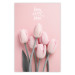 Poster Six Tulips - pink spring flowers and inscriptions on a pastel background 117901