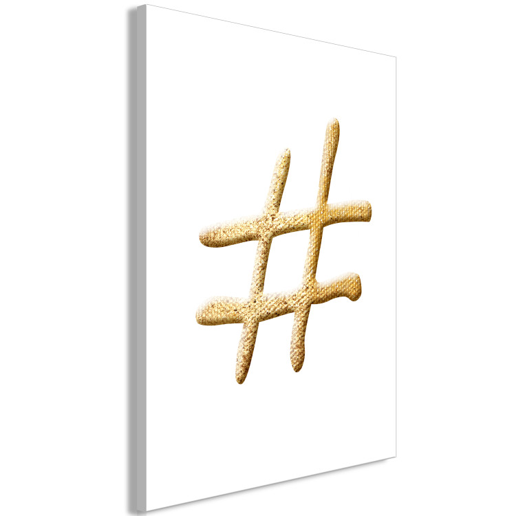 Canvas Print Hashtag - gold lettering on a white background Street Art, ideal for youth room 118301 additionalImage 2