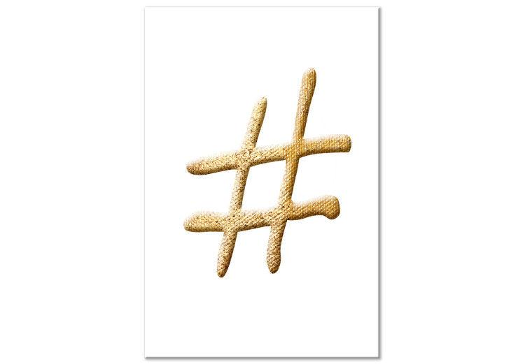 Canvas Print Hashtag - gold lettering on a white background Street Art, ideal for youth room 118301