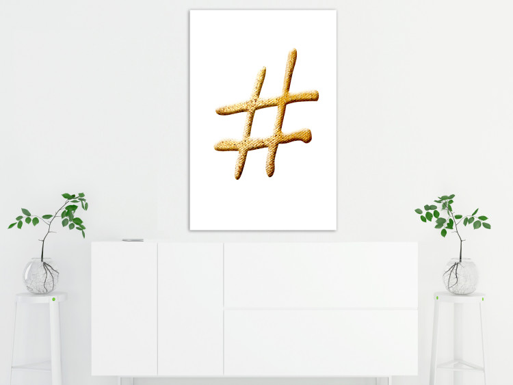 Canvas Print Hashtag - gold lettering on a white background Street Art, ideal for youth room 118301 additionalImage 3