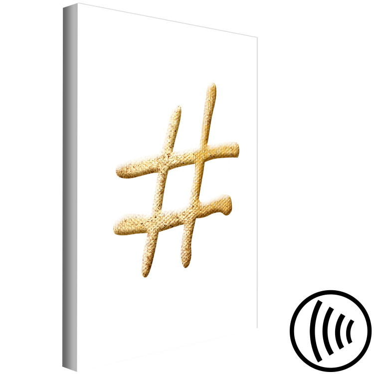 Canvas Print Hashtag - gold lettering on a white background Street Art, ideal for youth room 118301 additionalImage 6