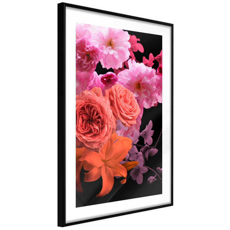 Wall Poster Spring Breeze - botanical composition with pink flowers on a black background 118401 additionalImage 11