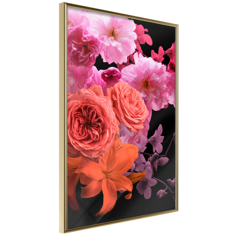 Wall Poster Spring Breeze - botanical composition with pink flowers on a black background 118401 additionalImage 12