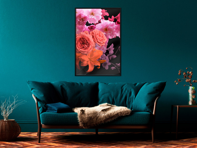 Wall Poster Spring Breeze - botanical composition with pink flowers on a black background 118401 additionalImage 3