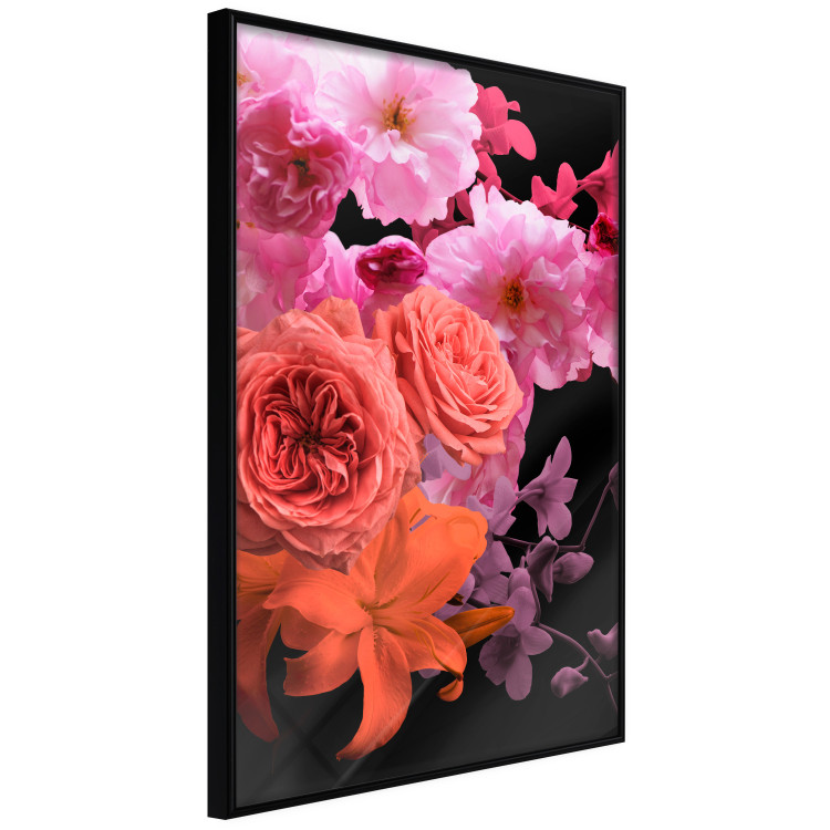 Wall Poster Spring Breeze - botanical composition with pink flowers on a black background 118401 additionalImage 10