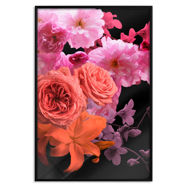 Wall Poster Spring Breeze - botanical composition with pink flowers on a black background 118401 additionalImage 17