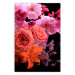 Wall Poster Spring Breeze - botanical composition with pink flowers on a black background 118401