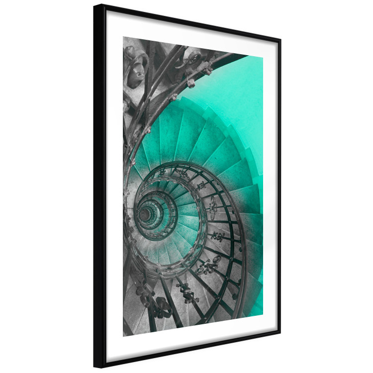 Poster Twisted Stairs - abstraction with architecture in turquoise-gray tones 118501 additionalImage 11