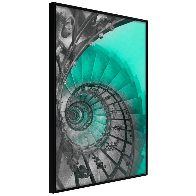 Poster Twisted Stairs - abstraction with architecture in turquoise-gray tones 118501 additionalImage 10