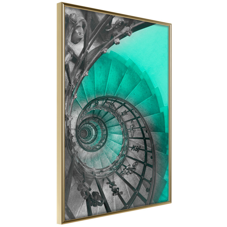 Poster Twisted Stairs - abstraction with architecture in turquoise-gray tones 118501 additionalImage 12