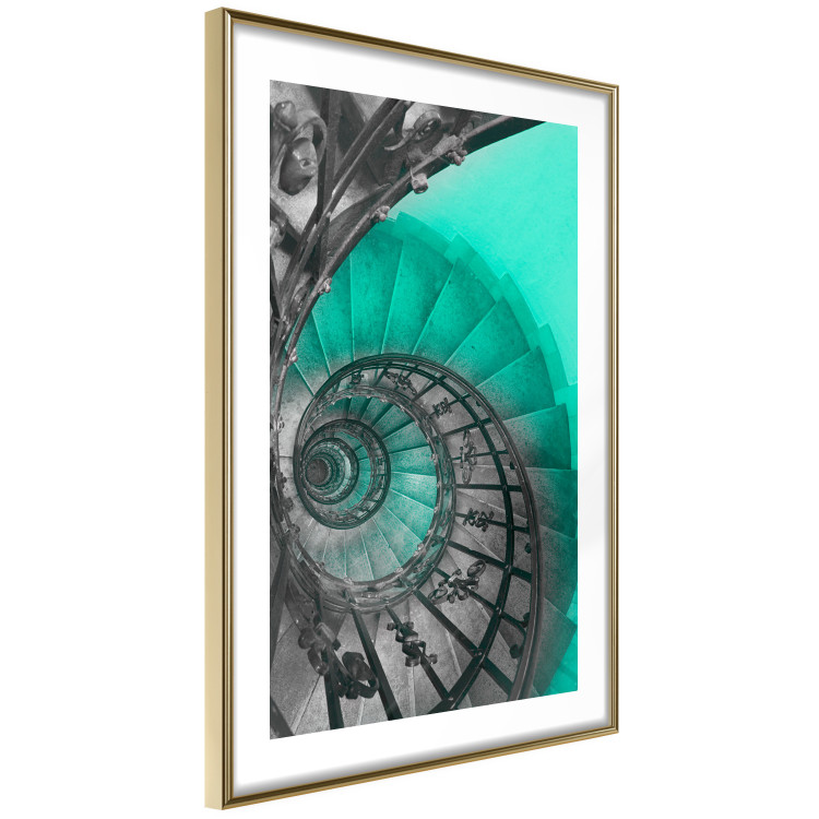 Poster Twisted Stairs - abstraction with architecture in turquoise-gray tones 118501 additionalImage 6
