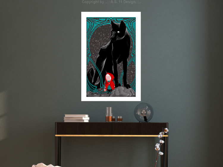 Wall Poster Little Red Riding Hood - fantasy with a girl in a cloak and a wolf in the background 118701 additionalImage 2