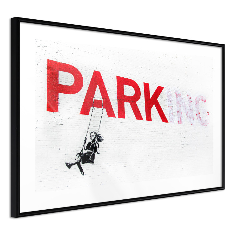 Poster Park-ing - Banksy-style mural with a girl on a swing and text 119201 additionalImage 11
