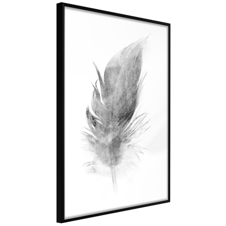 Wall Poster Fleeting - black sketch of a bird feather on contrasting white background 123201 additionalImage 12
