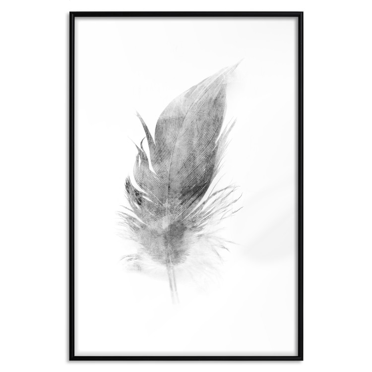 Wall Poster Fleeting - black sketch of a bird feather on contrasting white background 123201 additionalImage 15