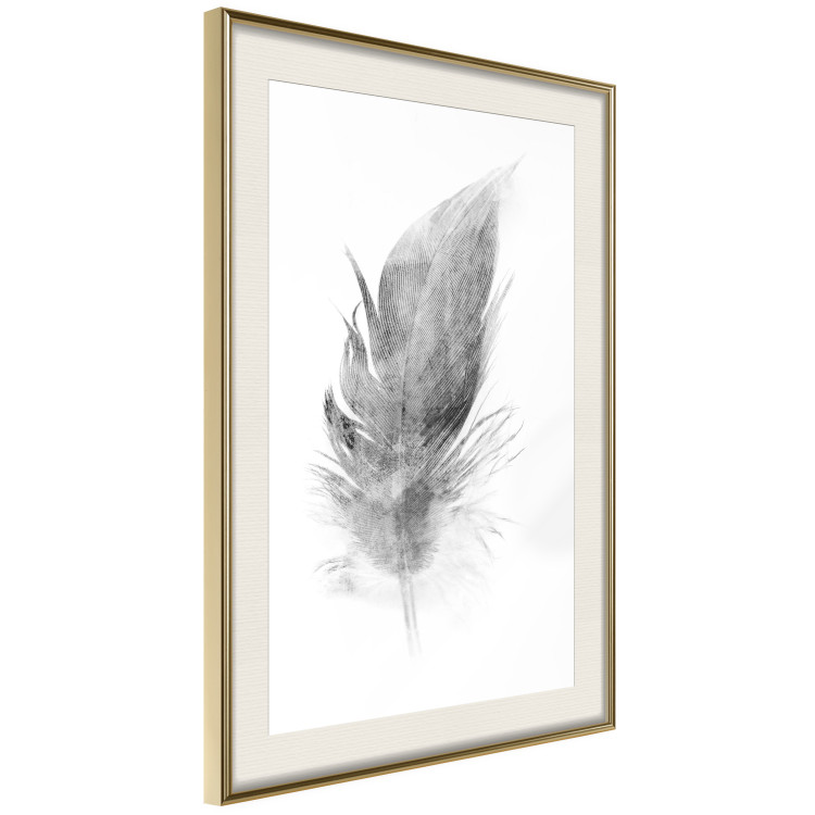 Wall Poster Fleeting - black sketch of a bird feather on contrasting white background 123201 additionalImage 2
