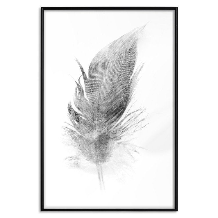 Wall Poster Fleeting - black sketch of a bird feather on contrasting white background 123201 additionalImage 24