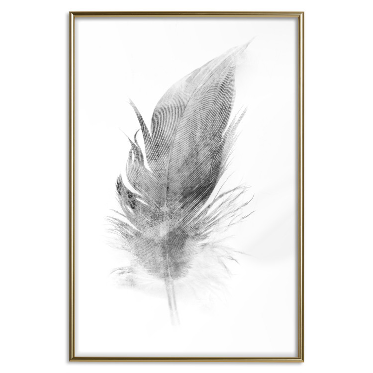 Wall Poster Fleeting - black sketch of a bird feather on contrasting white background 123201 additionalImage 20