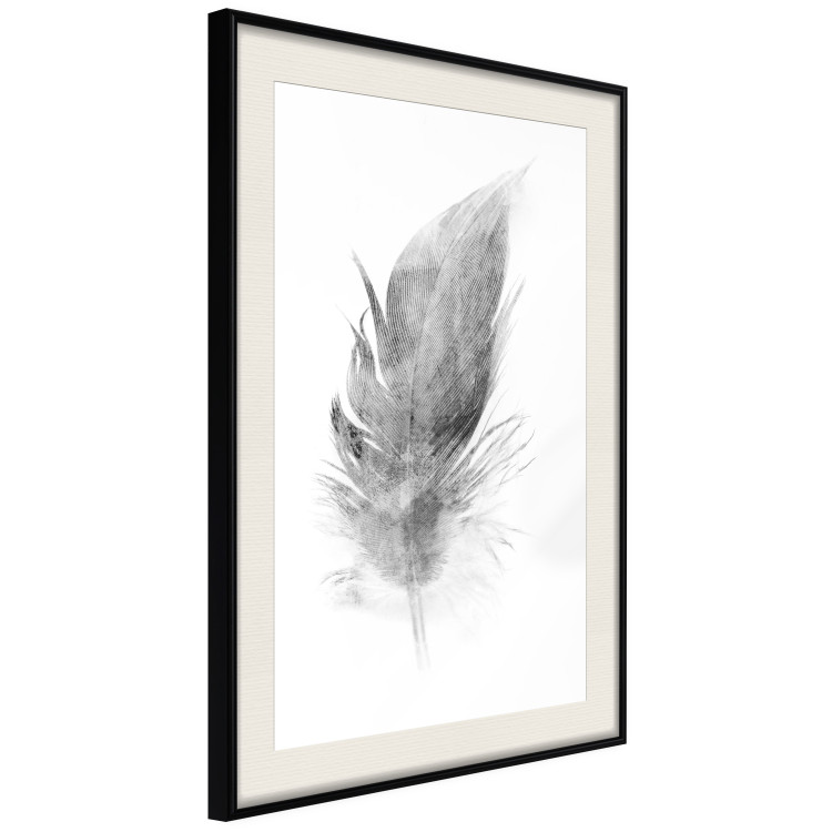Wall Poster Fleeting - black sketch of a bird feather on contrasting white background 123201 additionalImage 3