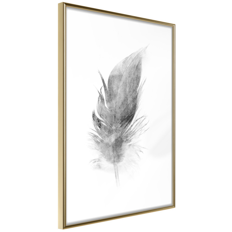 Wall Poster Fleeting - black sketch of a bird feather on contrasting white background 123201 additionalImage 6