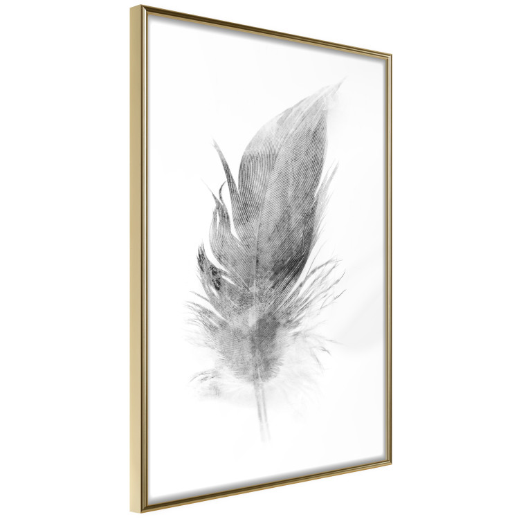 Wall Poster Fleeting - black sketch of a bird feather on contrasting white background 123201 additionalImage 14