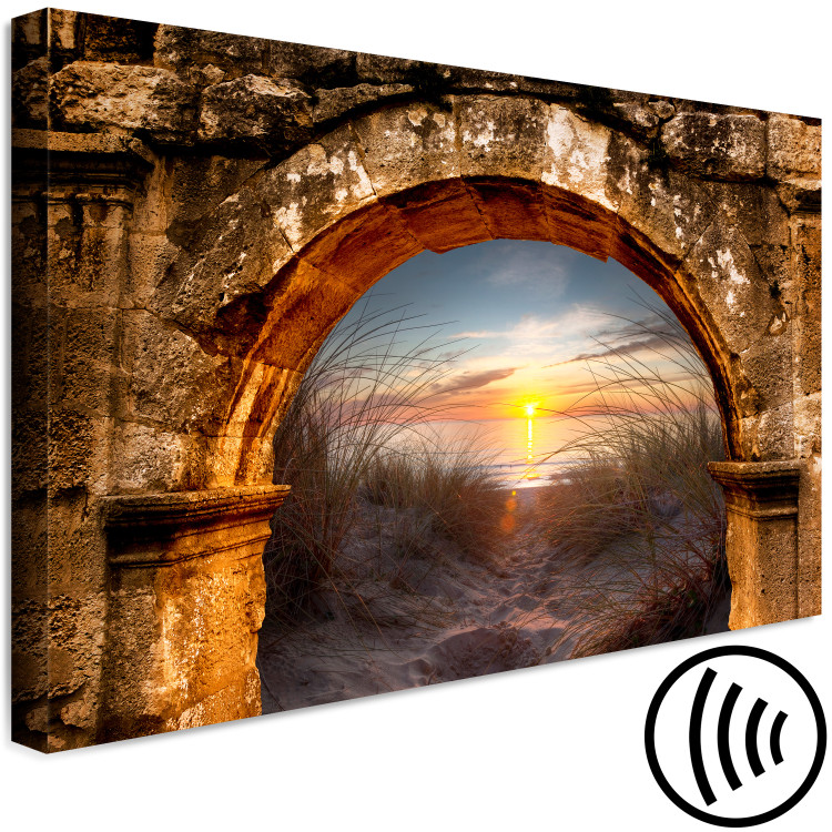 Canvas Art Print Sunset under the arcade - photograph with the sea, dunes and beach 124001 additionalImage 6