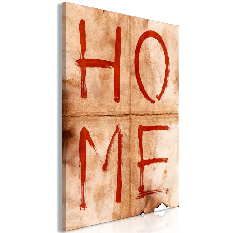 Canvas Red Home sign - English text on imitation of old paper 124501 additionalImage 2