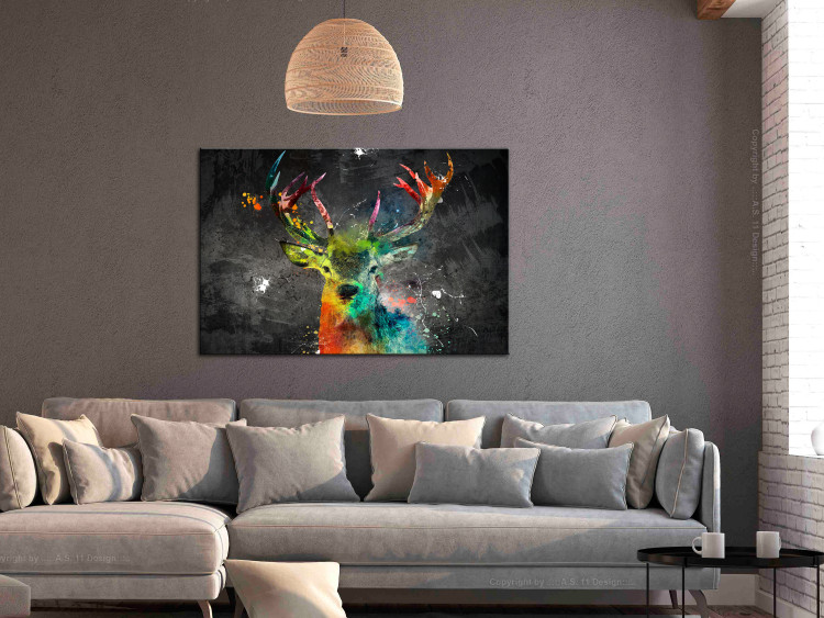 Canvas Art Print Rainbow Deer (1 Part) Wide 126901 additionalImage 3
