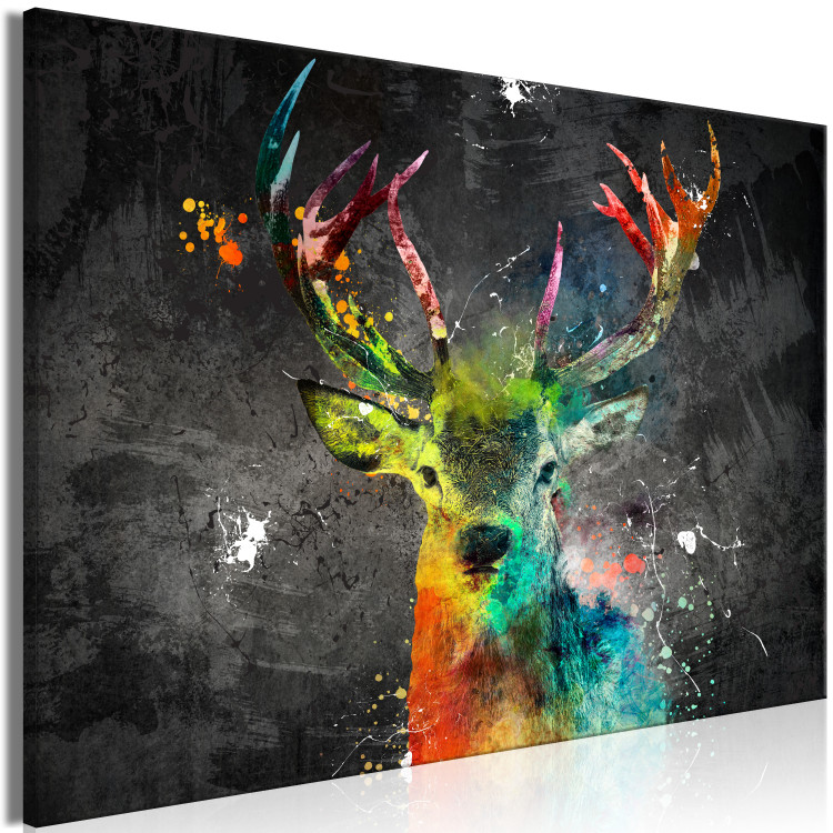 Canvas Art Print Rainbow Deer (1 Part) Wide 126901 additionalImage 2
