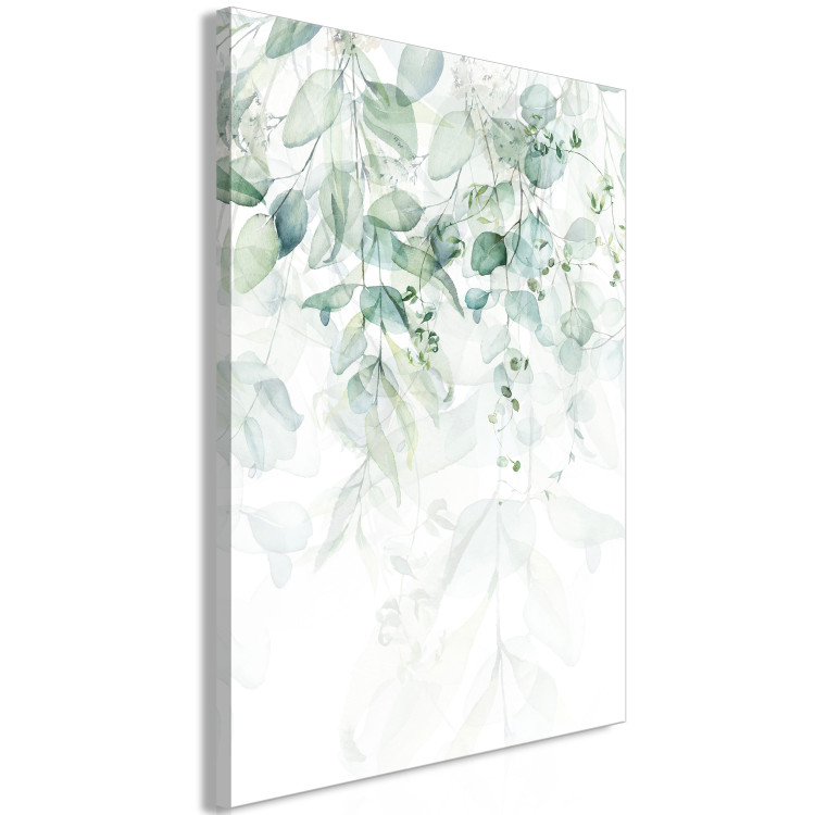 Canvas Art Print Gentle Touch of Nature (1-part) vertical - landscape of green leaves 127801 additionalImage 2
