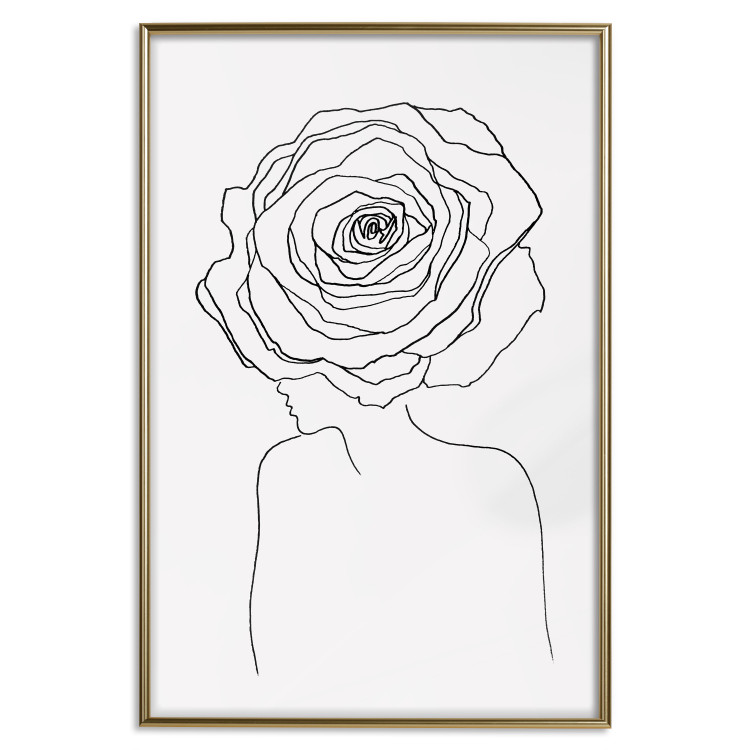 Wall Poster Reversed Glance - black line art of a woman with flowers in her hair 132201 additionalImage 16