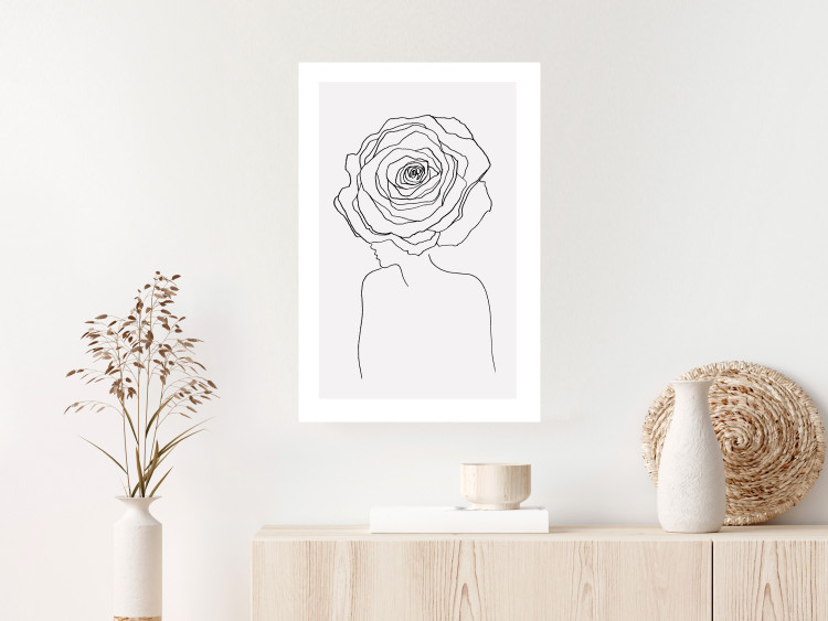 Wall Poster Reversed Glance - black line art of a woman with flowers in her hair 132201 additionalImage 5