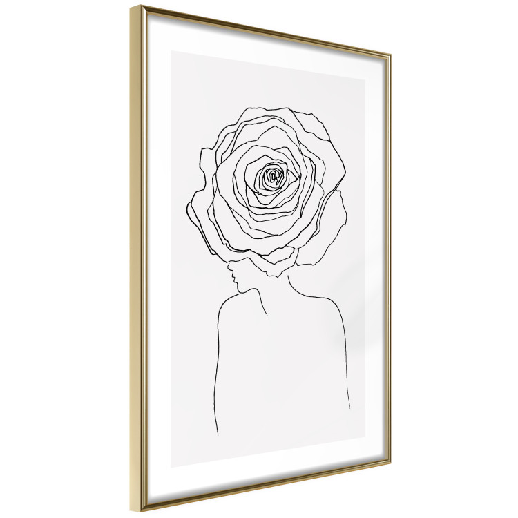 Wall Poster Reversed Glance - black line art of a woman with flowers in her hair 132201 additionalImage 7