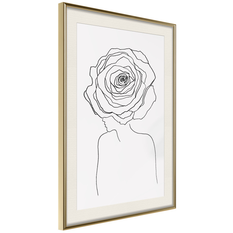 Wall Poster Reversed Glance - black line art of a woman with flowers in her hair 132201 additionalImage 3