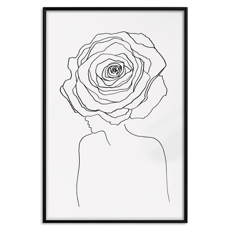 Wall Poster Reversed Glance - black line art of a woman with flowers in her hair 132201 additionalImage 17