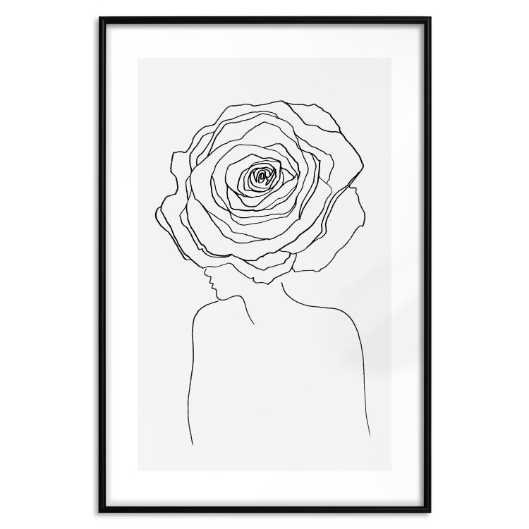 Wall Poster Reversed Glance - black line art of a woman with flowers in her hair 132201 additionalImage 27