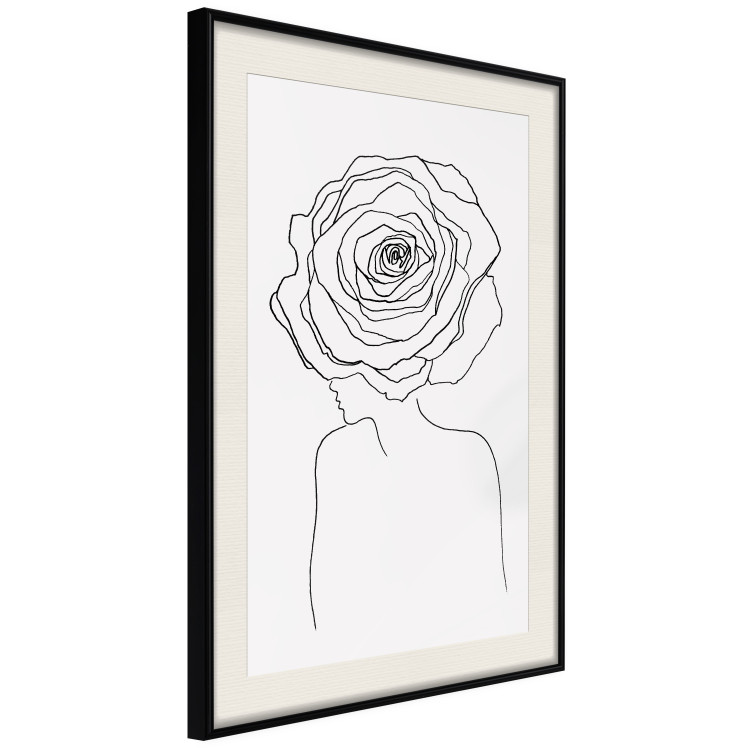 Wall Poster Reversed Glance - black line art of a woman with flowers in her hair 132201 additionalImage 2