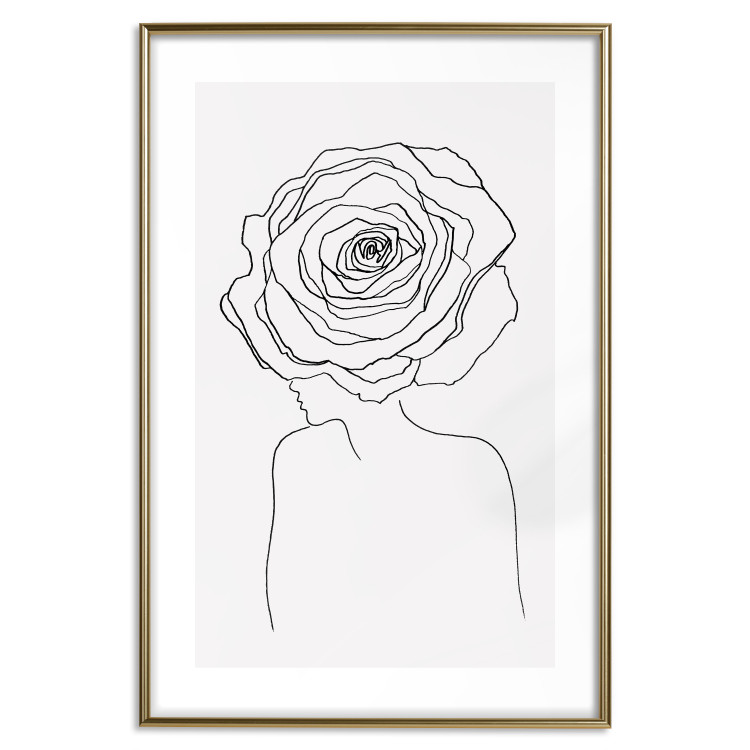 Wall Poster Reversed Glance - black line art of a woman with flowers in her hair 132201 additionalImage 26