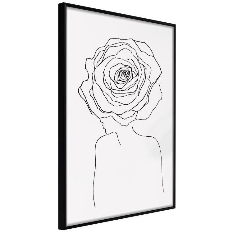 Wall Poster Reversed Glance - black line art of a woman with flowers in her hair 132201 additionalImage 13
