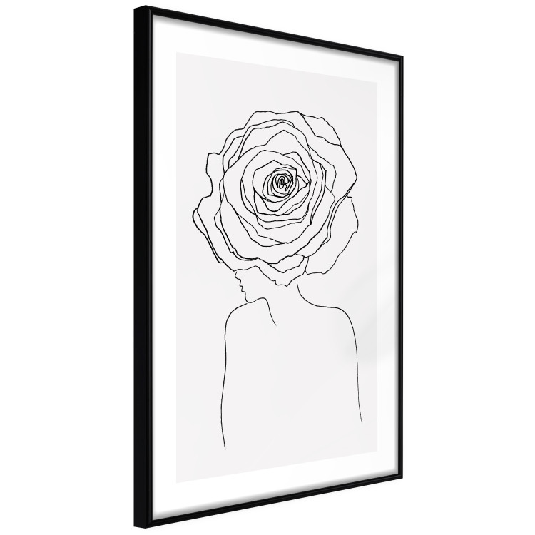 Wall Poster Reversed Glance - black line art of a woman with flowers in her hair 132201 additionalImage 8