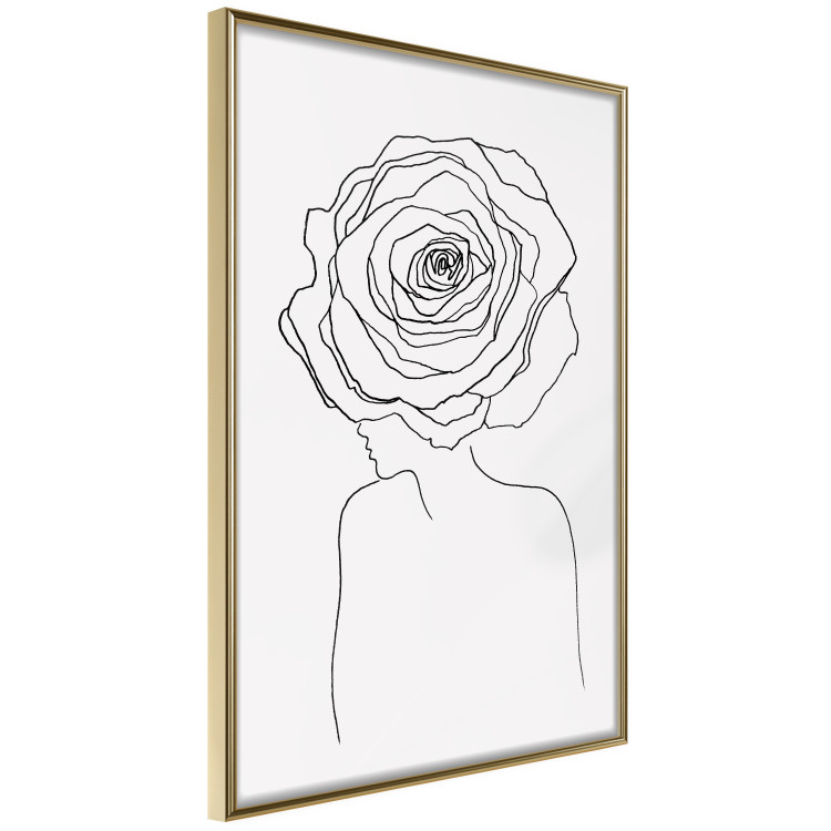 Wall Poster Reversed Glance - black line art of a woman with flowers in her hair 132201 additionalImage 12