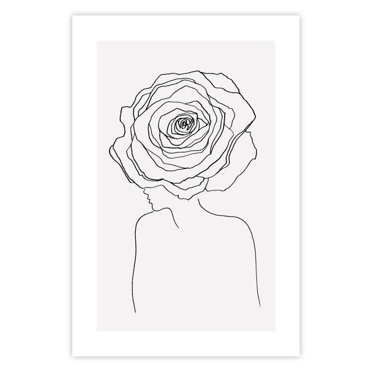 Wall Poster Reversed Glance - black line art of a woman with flowers in her hair 132201 additionalImage 15