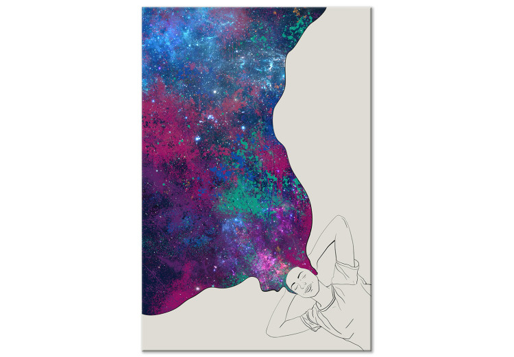 Canvas Art Print Mind in space - an abstract theme with the cosmos and human motif 134401