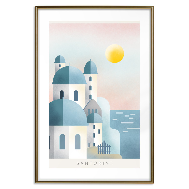 Poster Blue Island - pastel landscape of Santorini island architecture 135001 additionalImage 14