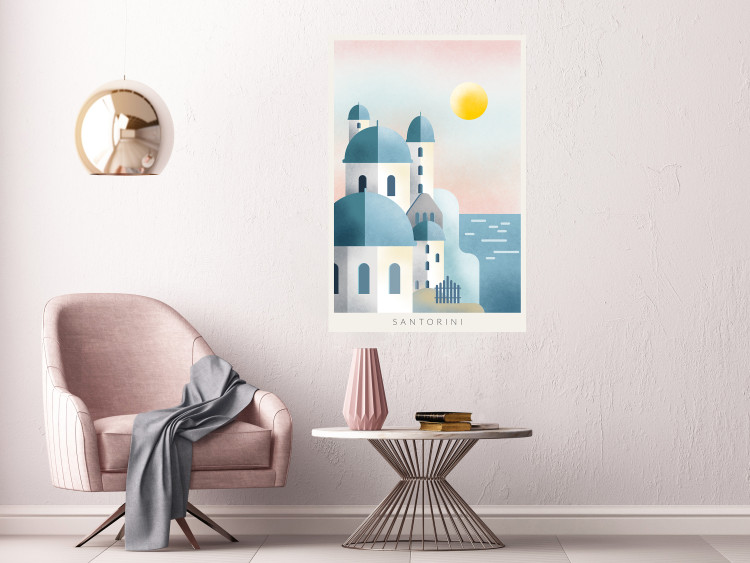 Poster Blue Island - pastel landscape of Santorini island architecture 135001 additionalImage 4