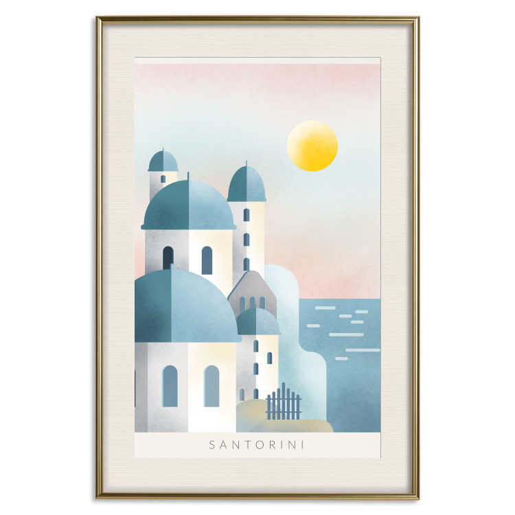 Poster Blue Island - pastel landscape of Santorini island architecture 135001 additionalImage 20