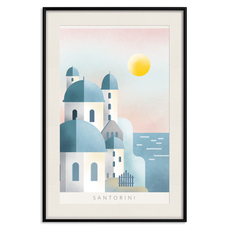 Poster Blue Island - pastel landscape of Santorini island architecture 135001 additionalImage 19
