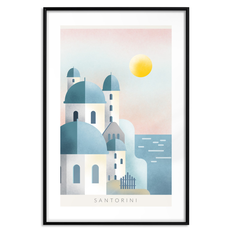 Poster Blue Island - pastel landscape of Santorini island architecture 135001 additionalImage 15